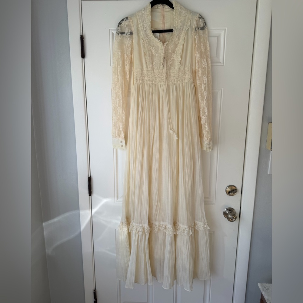 Vintage 1970s Gunne Sax dress Jessica‎ San Francisco size 9 maxi lace sleeves